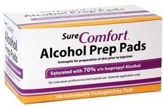 A box of alcohol prep pads for use on the skin.