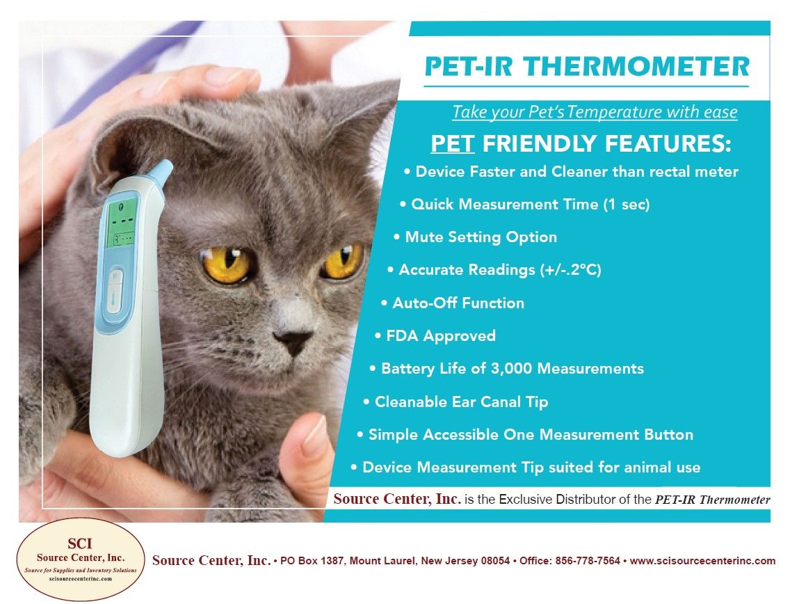 Cat with infrared ear thermometer