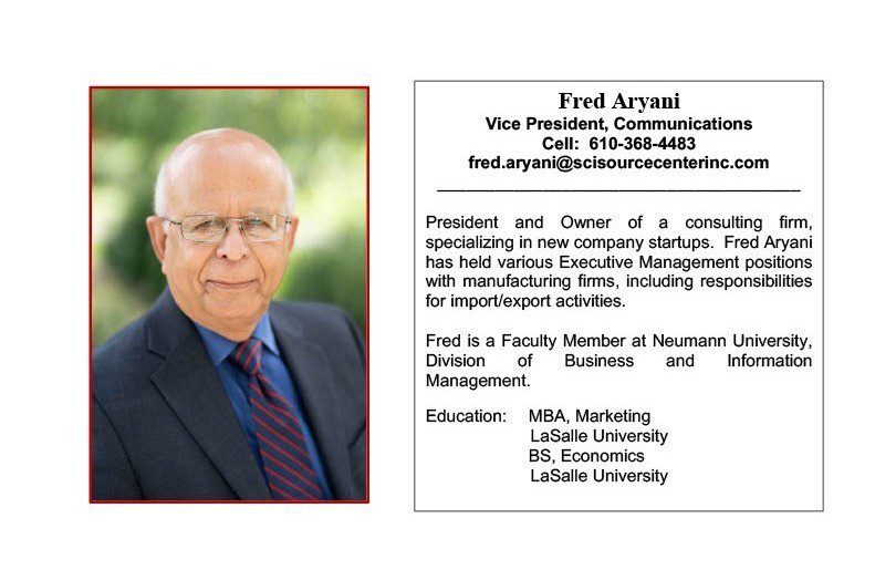Professional headshot of Fred Aryani with his business credentials.